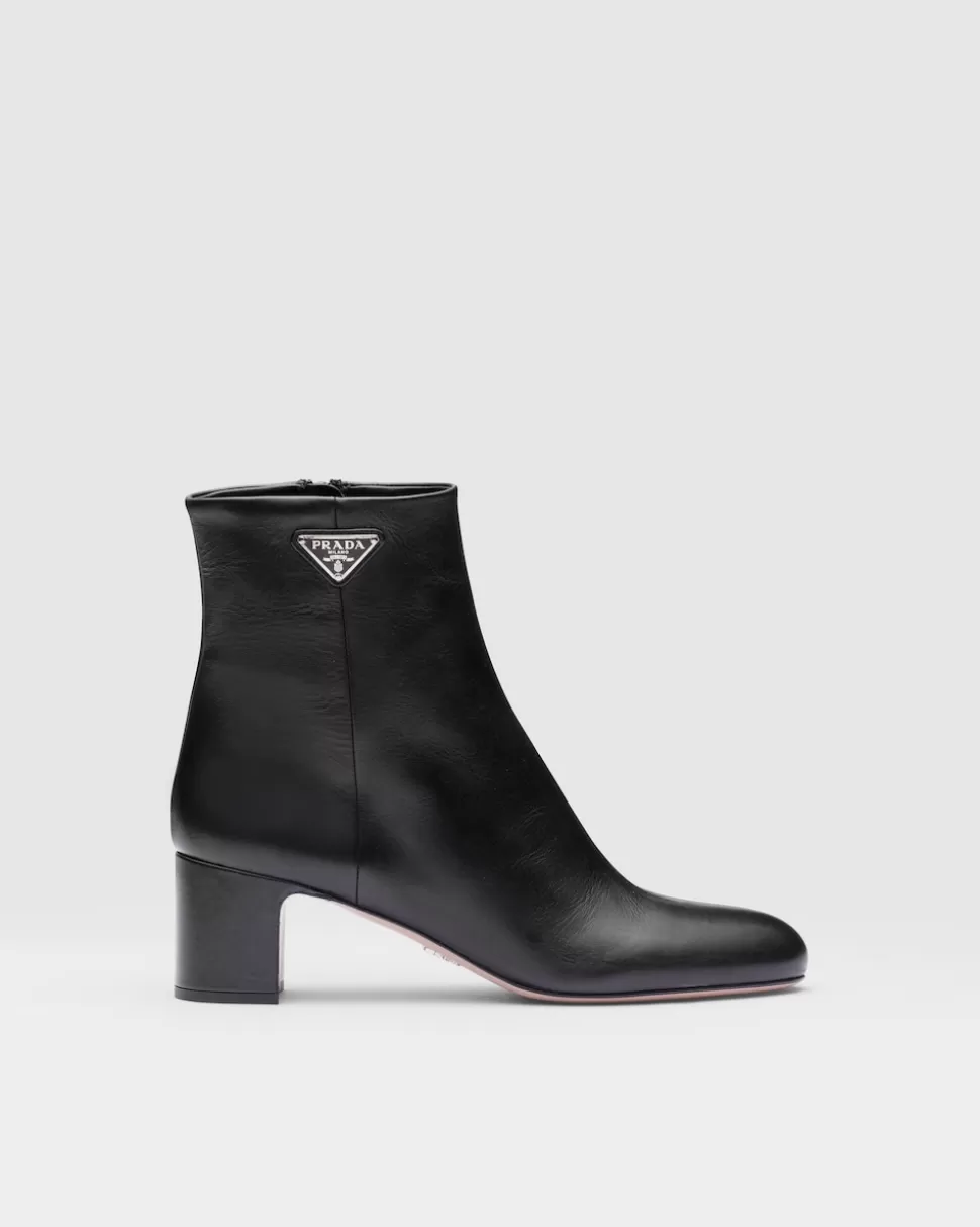 Online Prada Stiefeletten Aus Leder Schwarz