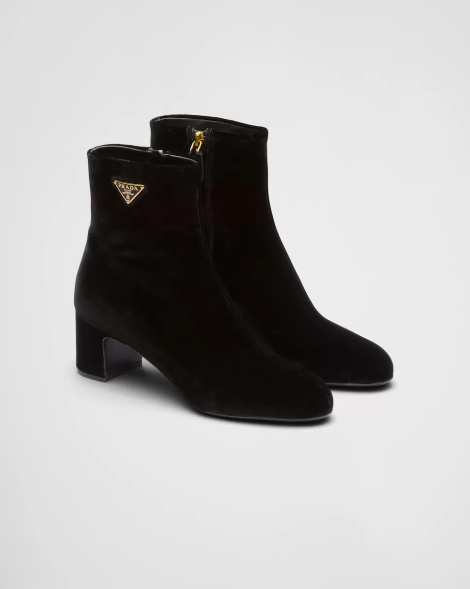 New Prada Stiefeletten Aus Samt Schwarz