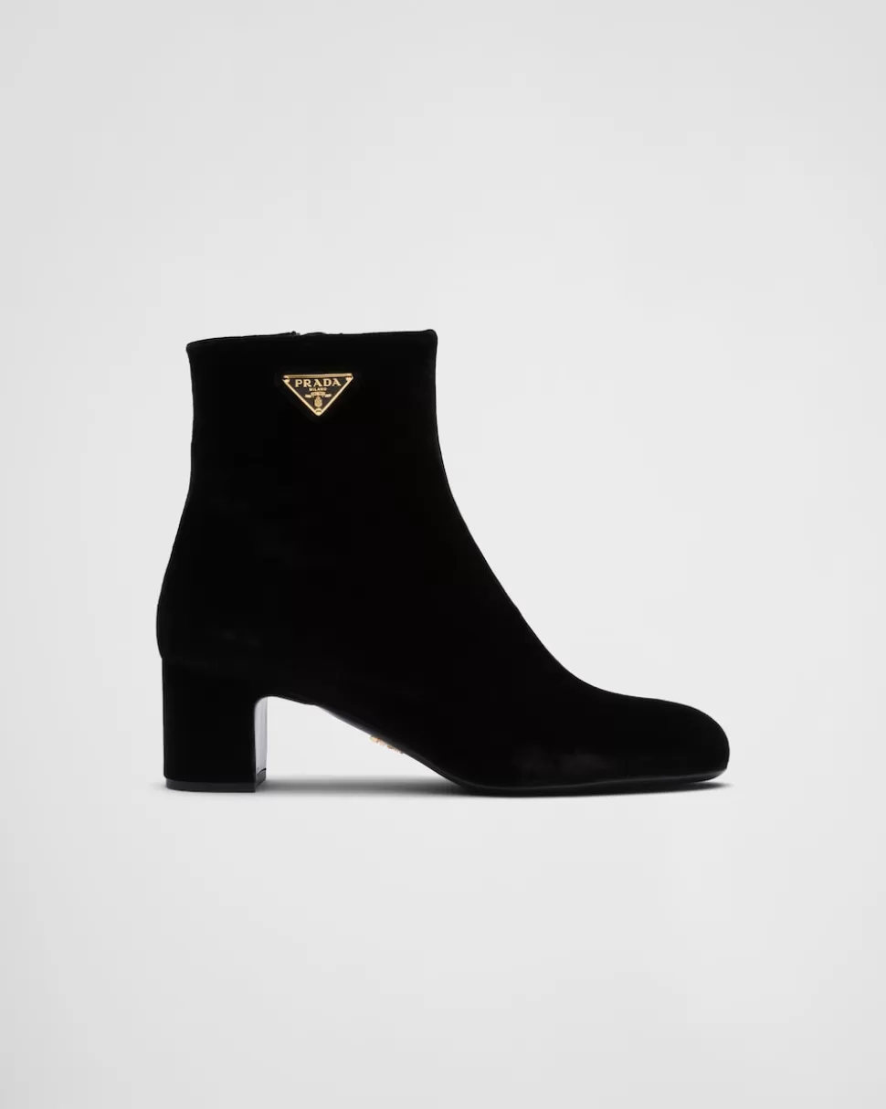 New Prada Stiefeletten Aus Samt Schwarz