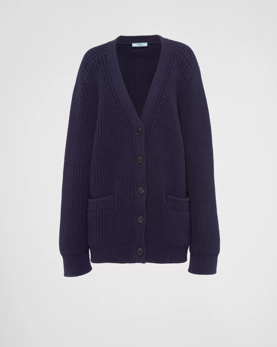 Best Sale Prada Strickjacke Aus Baumwolle Blau