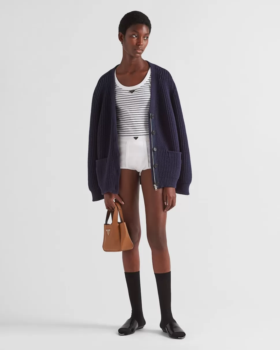 Best Sale Prada Strickjacke Aus Baumwolle Blau