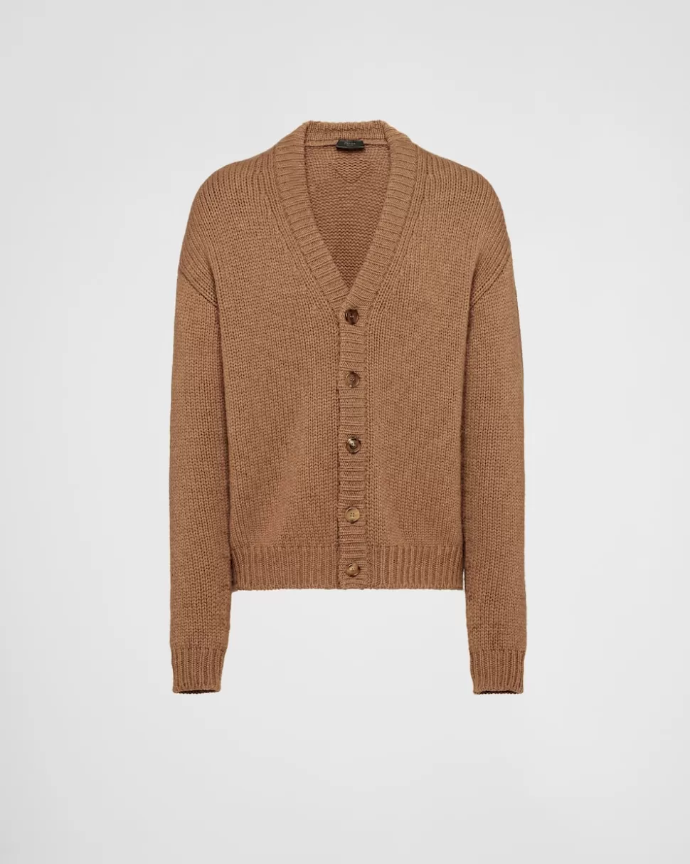 Best Sale Prada Strickjacke Aus Kamelhaar Kamelbraun