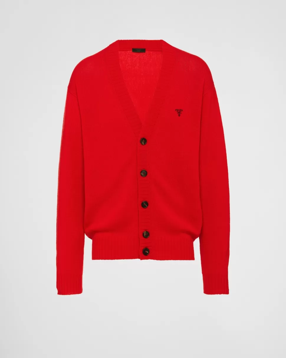 Sale Prada Strickjacke Aus Kaschmir Rot