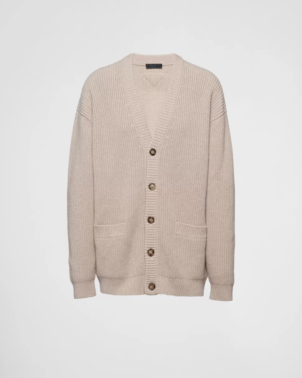 Cheap Prada Strickjacke Aus Kaschmir Sandbeige