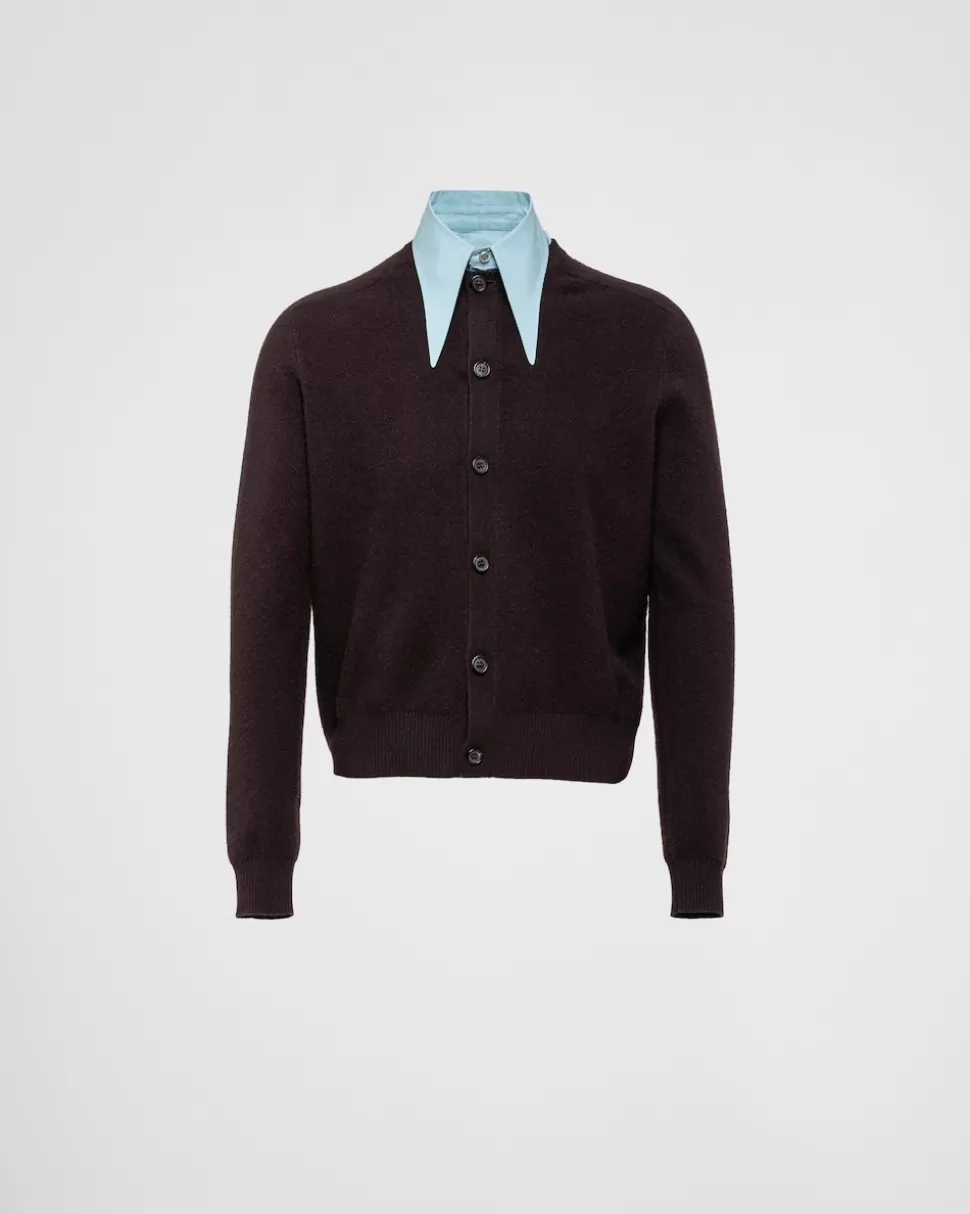 Fashion Prada Strickjacke Aus Kaschmir Dunkelbraun