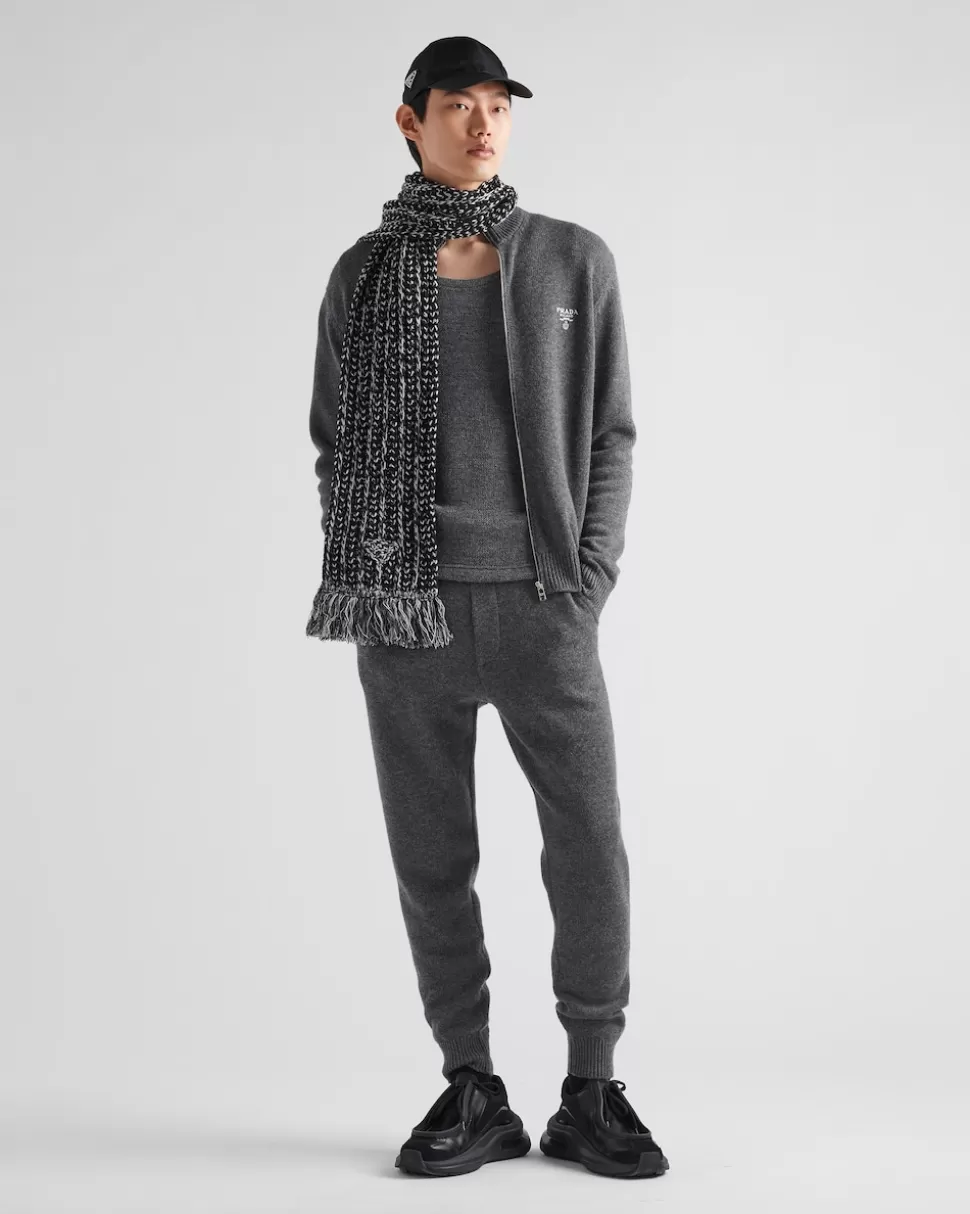 Store Prada Strickjacke Aus Kaschmir Schiefergrau