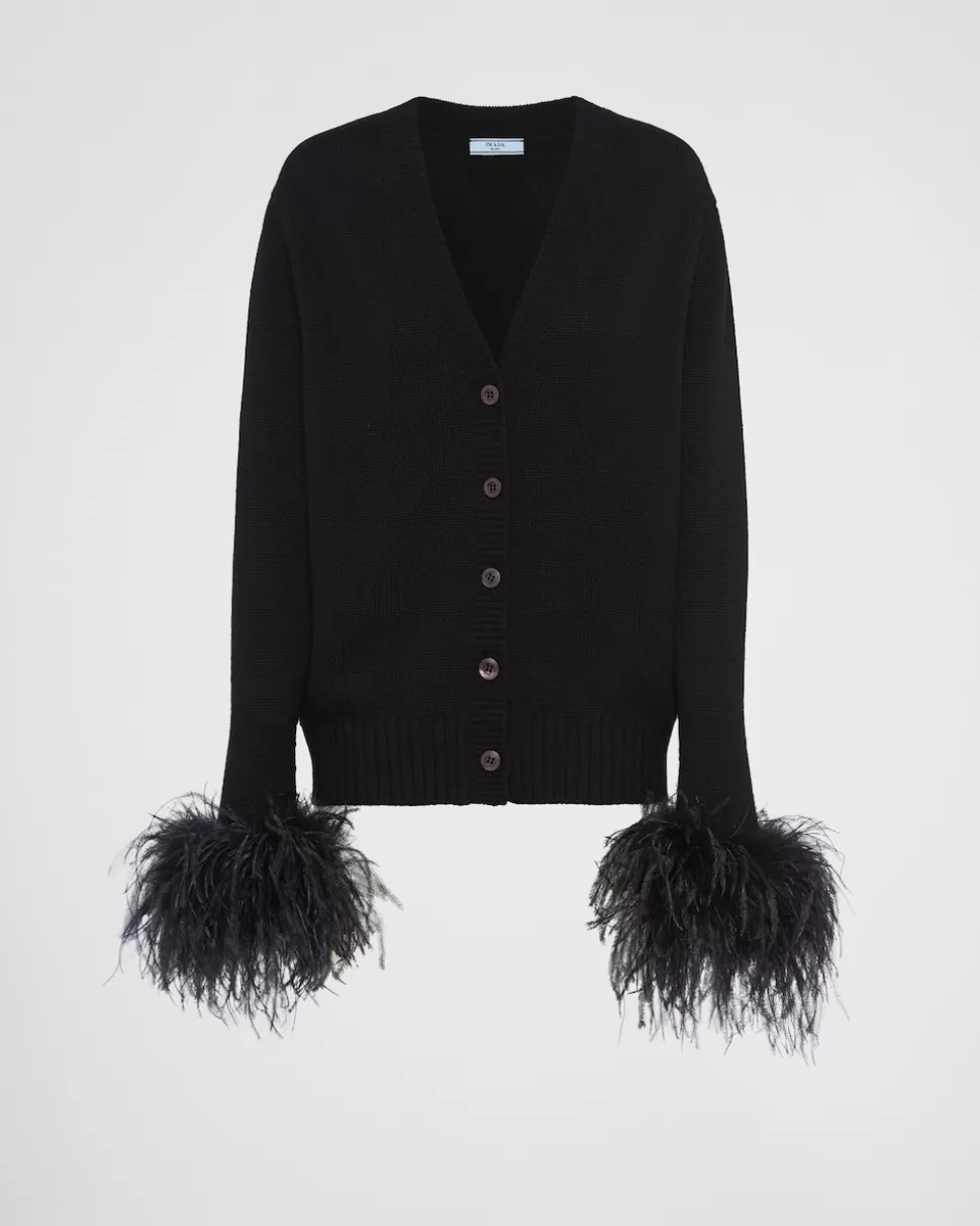 Clearance Prada Strickjacke Aus Kaschmir Schwarz