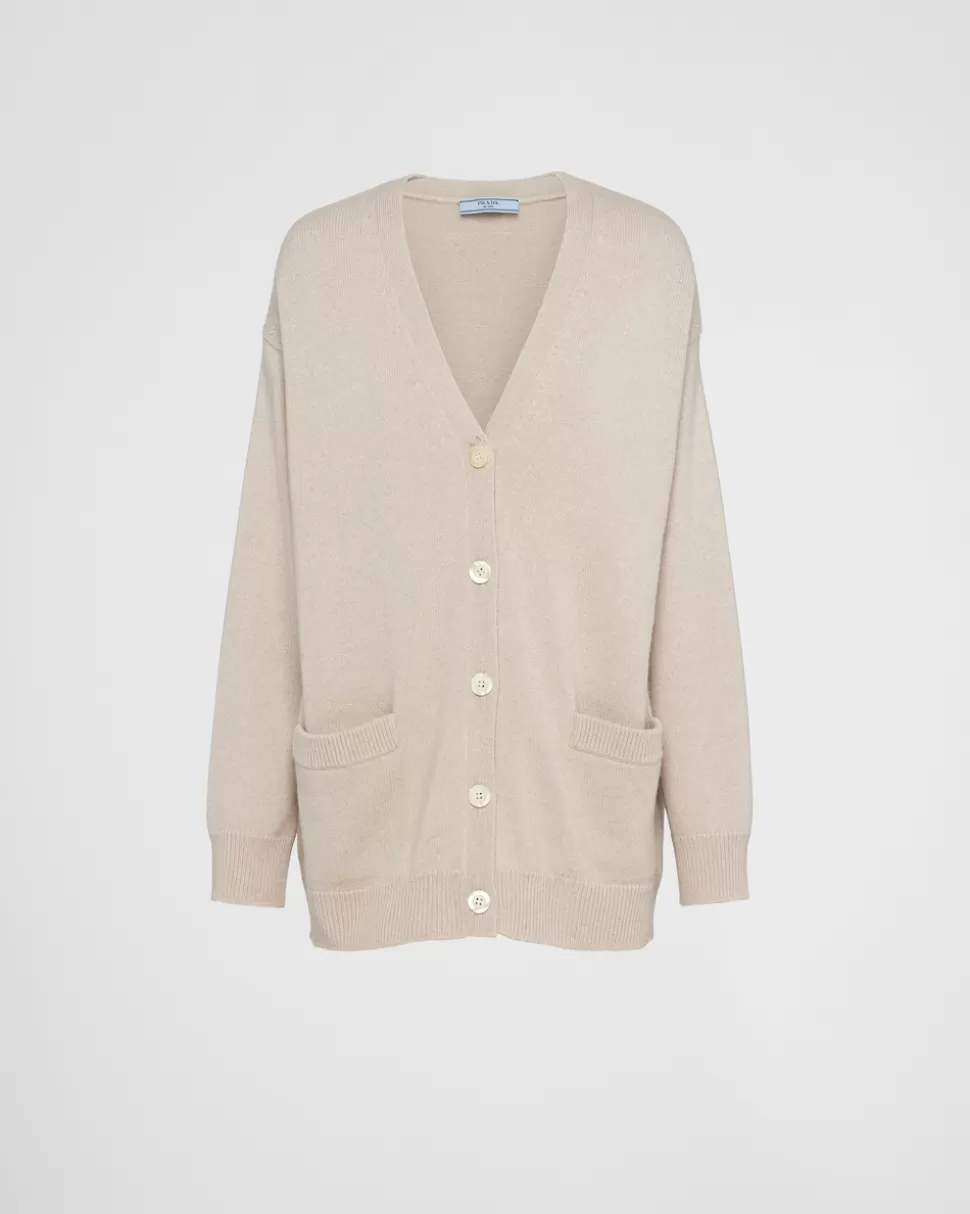 Sale Prada Strickjacke Aus Kaschmir Wüstenbeige