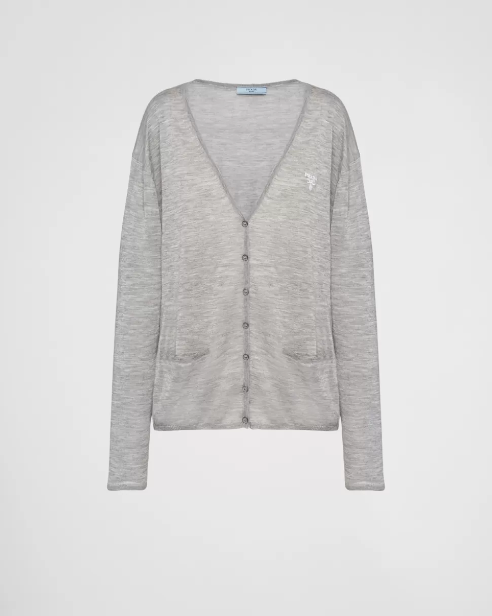 Sale Prada Strickjacke Aus Kaschmir Und Seide Grau