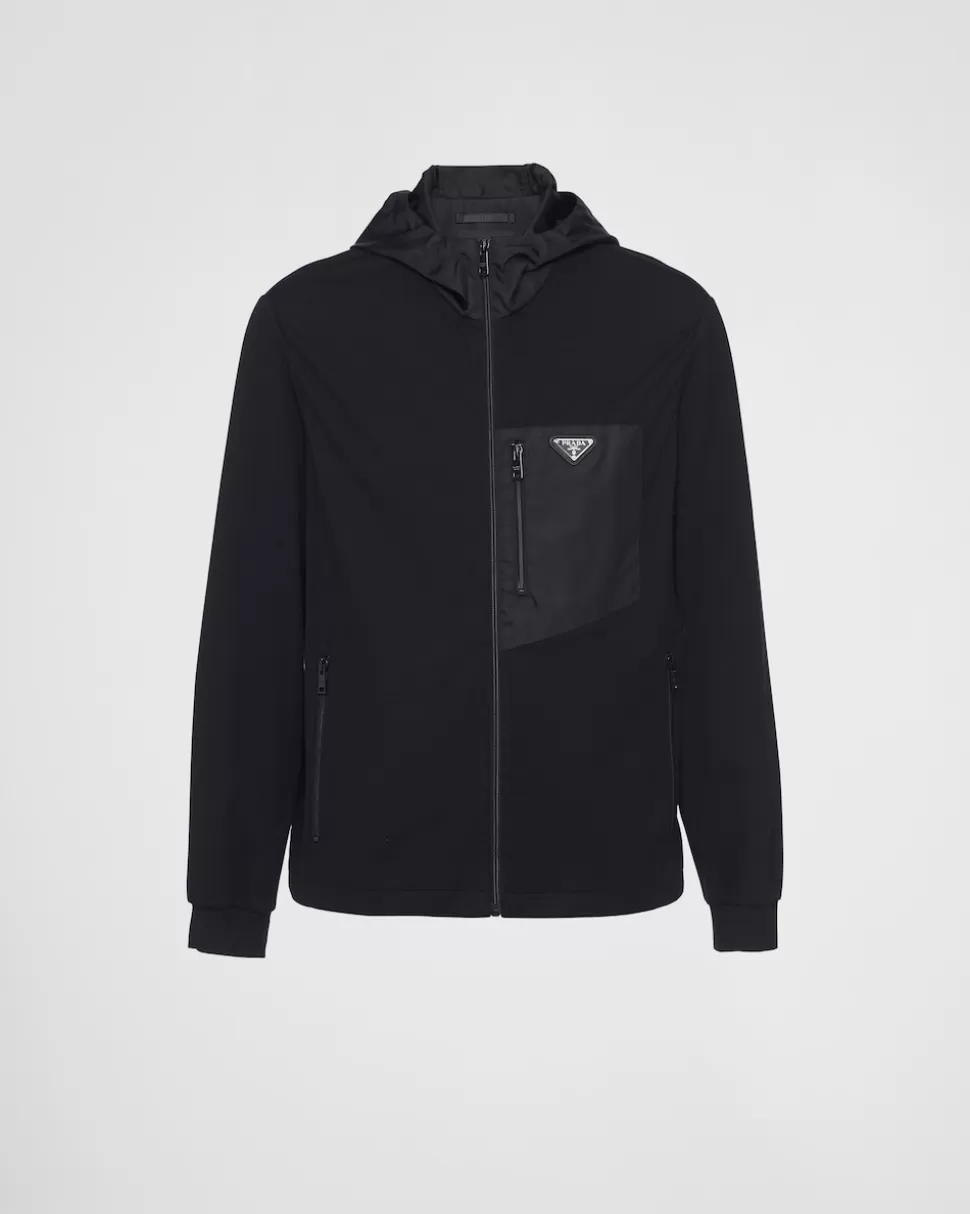 Flash Sale Prada Strickjacke Aus Technischer Baumwolle Und Re-nylon Schwarz