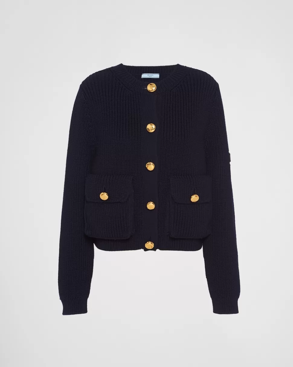Cheap Prada Strickjacke Aus Wolle Blau