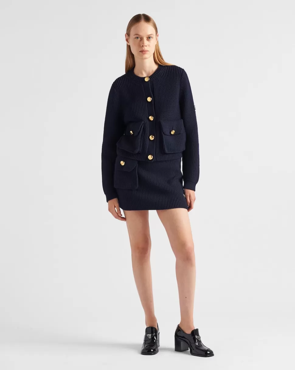 Cheap Prada Strickjacke Aus Wolle Blau