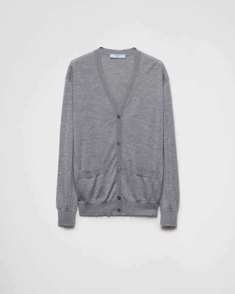 Sale Prada Strickjacke Aus Wolle Und Kaschmir Schwarz