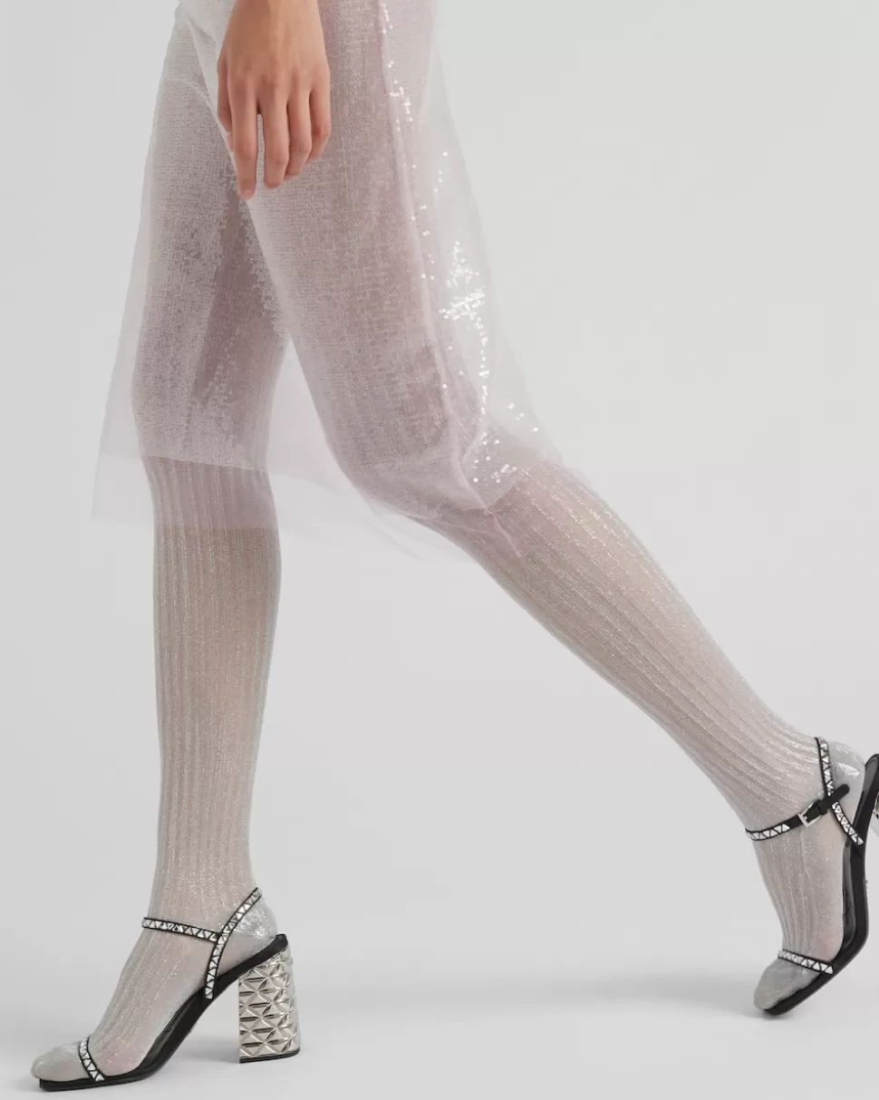 Outlet Prada Strumpfhose Aus Lurex Schwarz