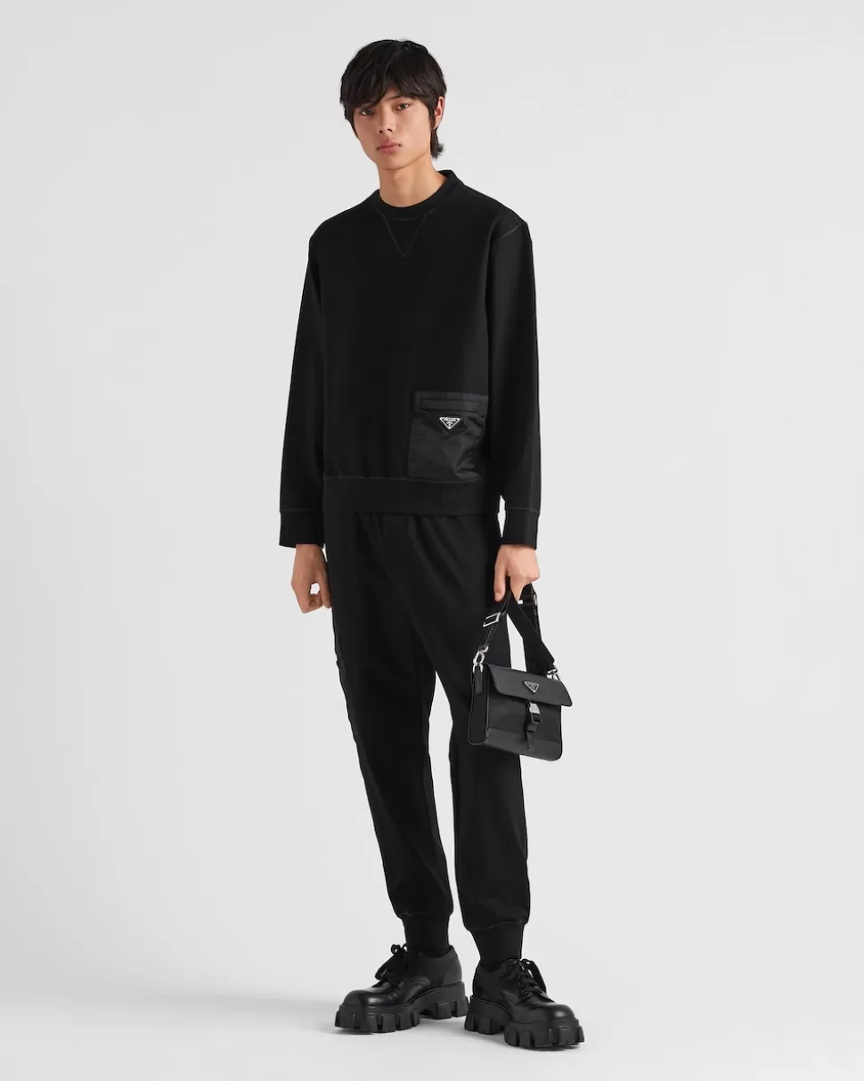 New Prada Sweatshirt Aus Funktionsgewebe Schwarz/Schwarz
