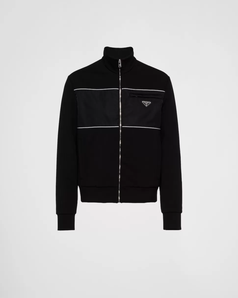 Flash Sale Prada Sweatshirt Mit Details Aus Re-nylon Schwarz/Weiss