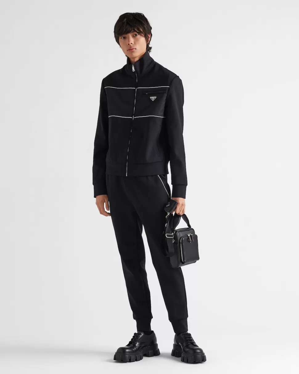 Flash Sale Prada Sweatshirt Mit Details Aus Re-nylon Schwarz/Weiss
