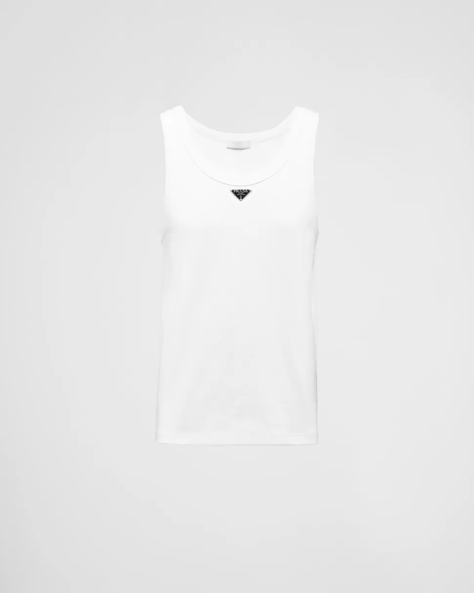 New Prada Tanktop Aus Baumwolle Schwarz