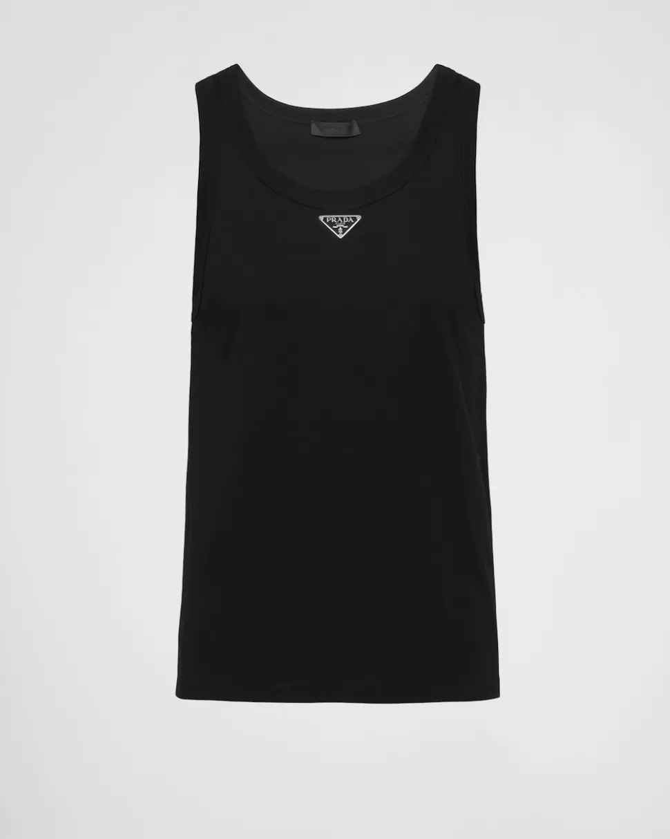 Fashion Prada Tanktop Aus Baumwolle Schwarz