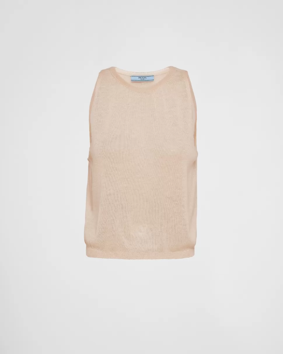 Online Prada Tanktop Aus Kaschmir Wüstenbeige