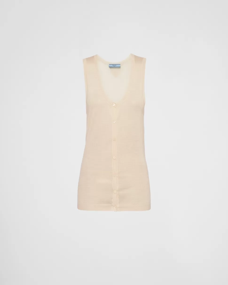 Best Sale Prada Tanktop Aus Kaschmir Und Seide Natur