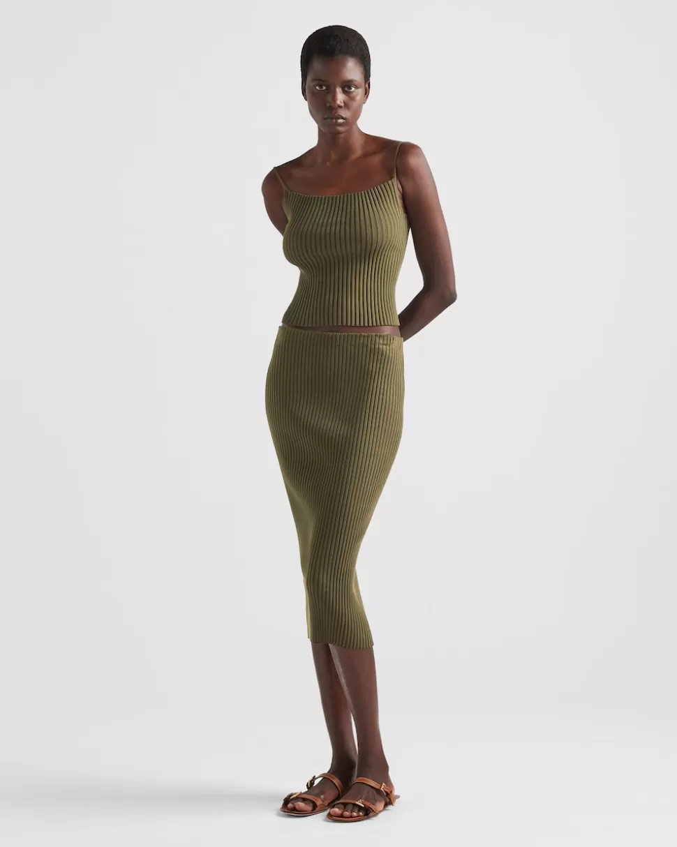 Clearance Prada Tanktop Aus Rippstrick Lodengrün