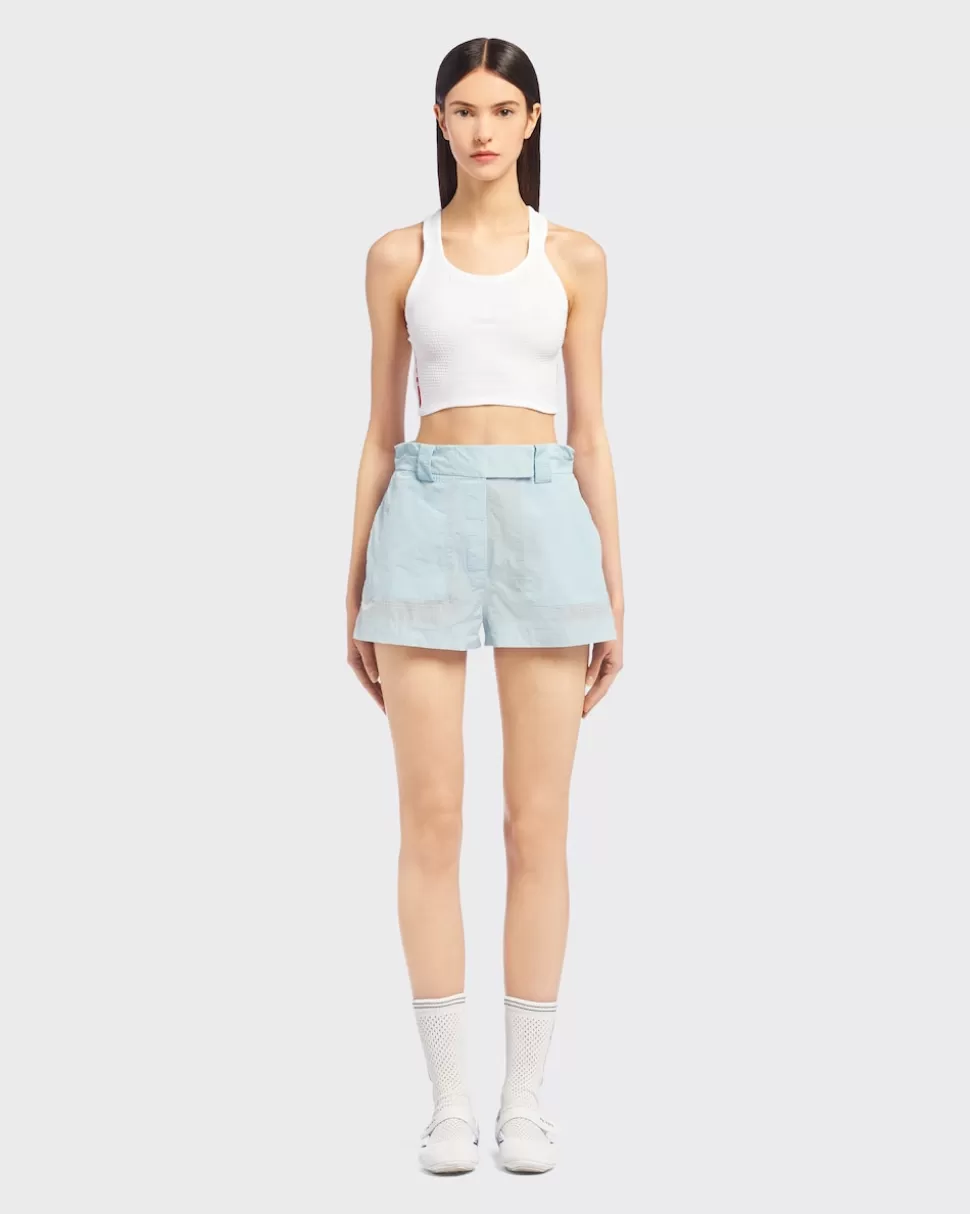 New Prada Tanktop Aus Soft Rec Polyester Weiss/Schwarz