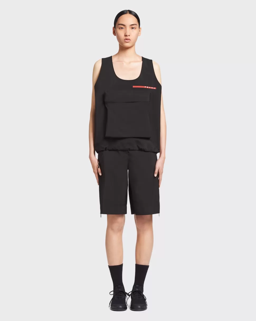 Sale Prada Top Aus Funktionsgewebe Mit Großer Tasche Schwarz