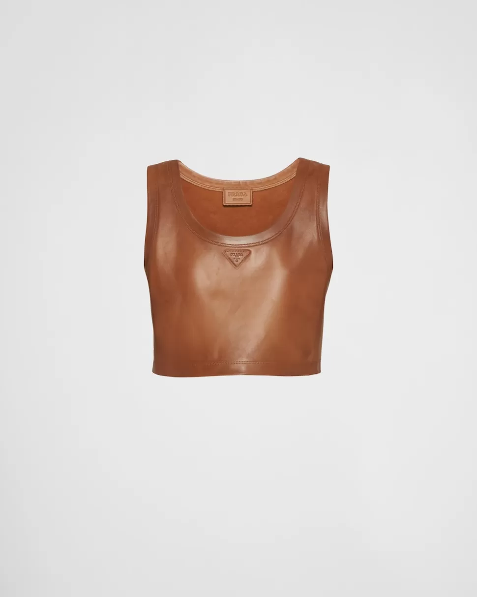 Online Prada Top Aus Nappa-leder Karamell
