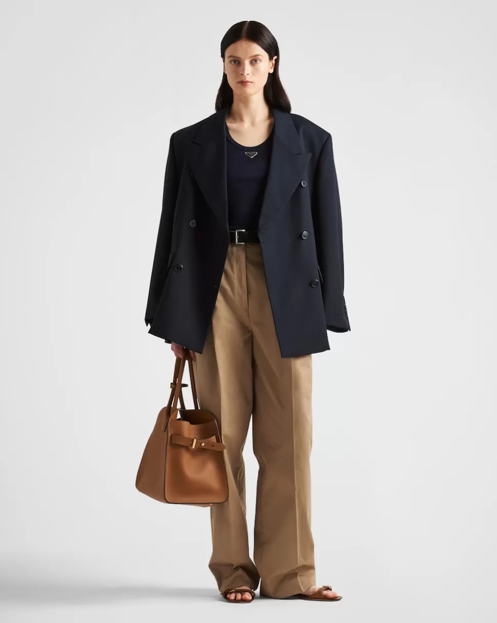 Store Prada Top Aus Rippstrick Blau