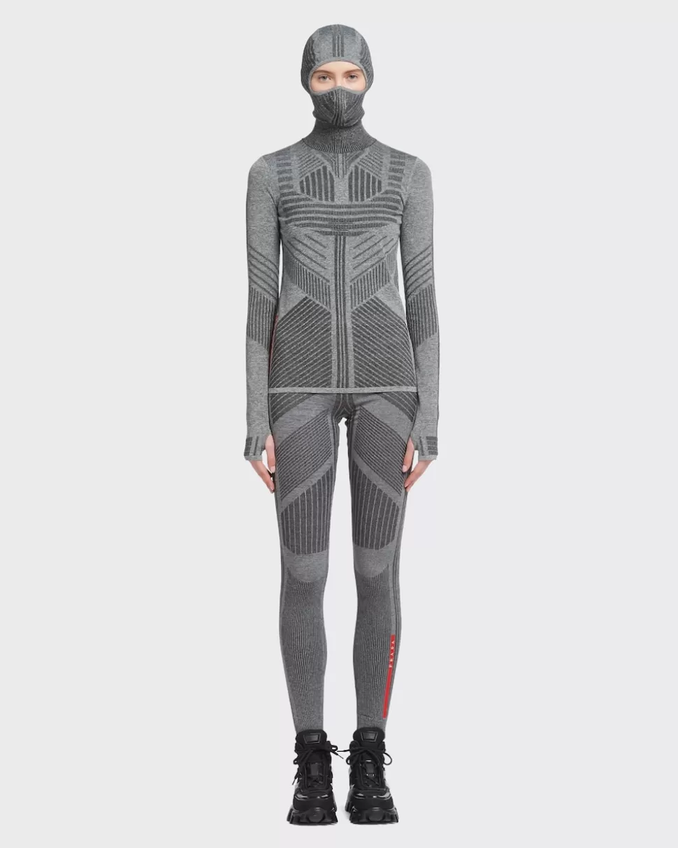 Best Sale Prada Top Aus Tech Rec Re-nylon-piqué Mit Skimaske Grau