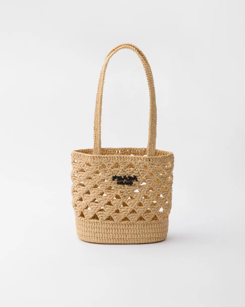 Outlet Prada Tote Bag Aus Gehäkeltem Webstoff Natur