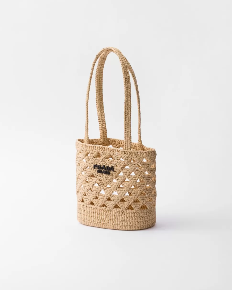 Outlet Prada Tote Bag Aus Gehäkeltem Webstoff Natur