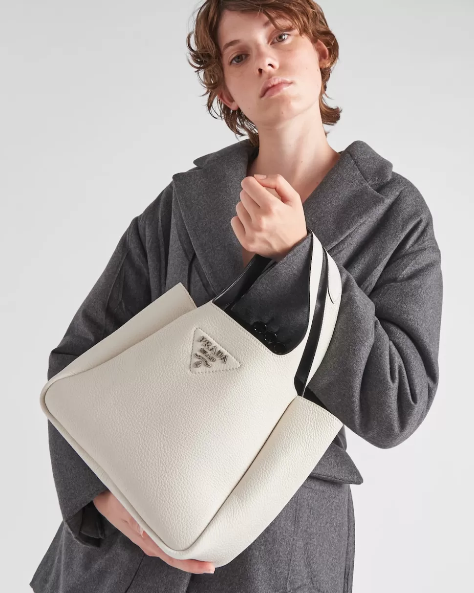 Clearance Prada Tote Bag Aus Leder Schwarz