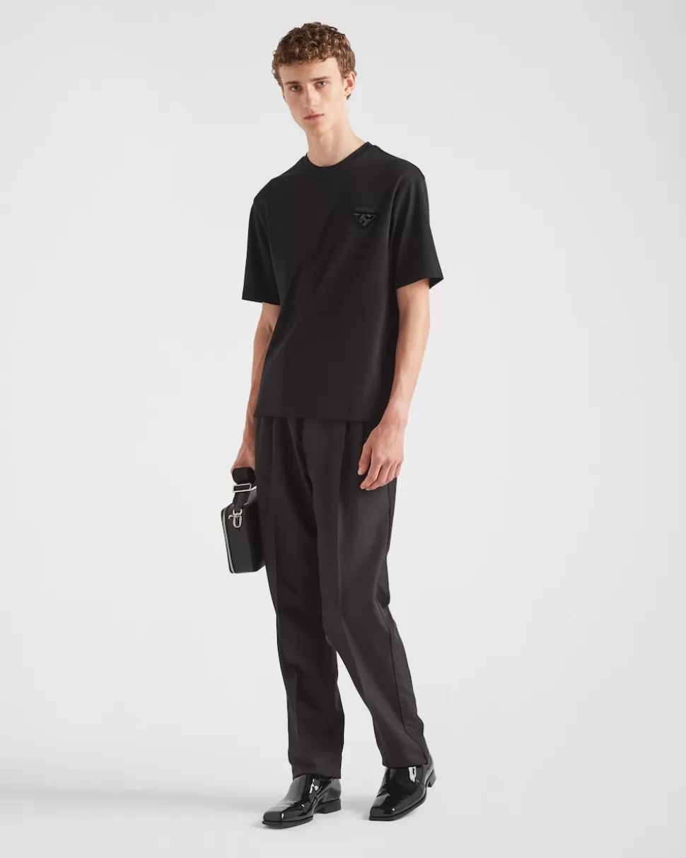 Outlet Prada T-shirt Aus Baumwolle Schwarz