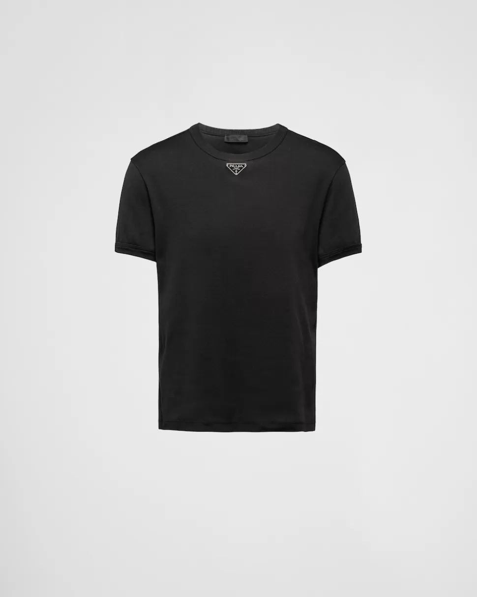 Discount Prada T-shirt Aus Baumwolle Schwarz