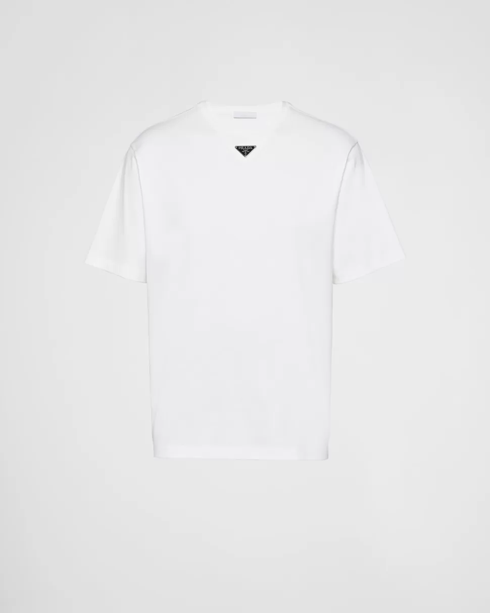 Sale Prada T-shirt Aus Baumwolle Schwarz