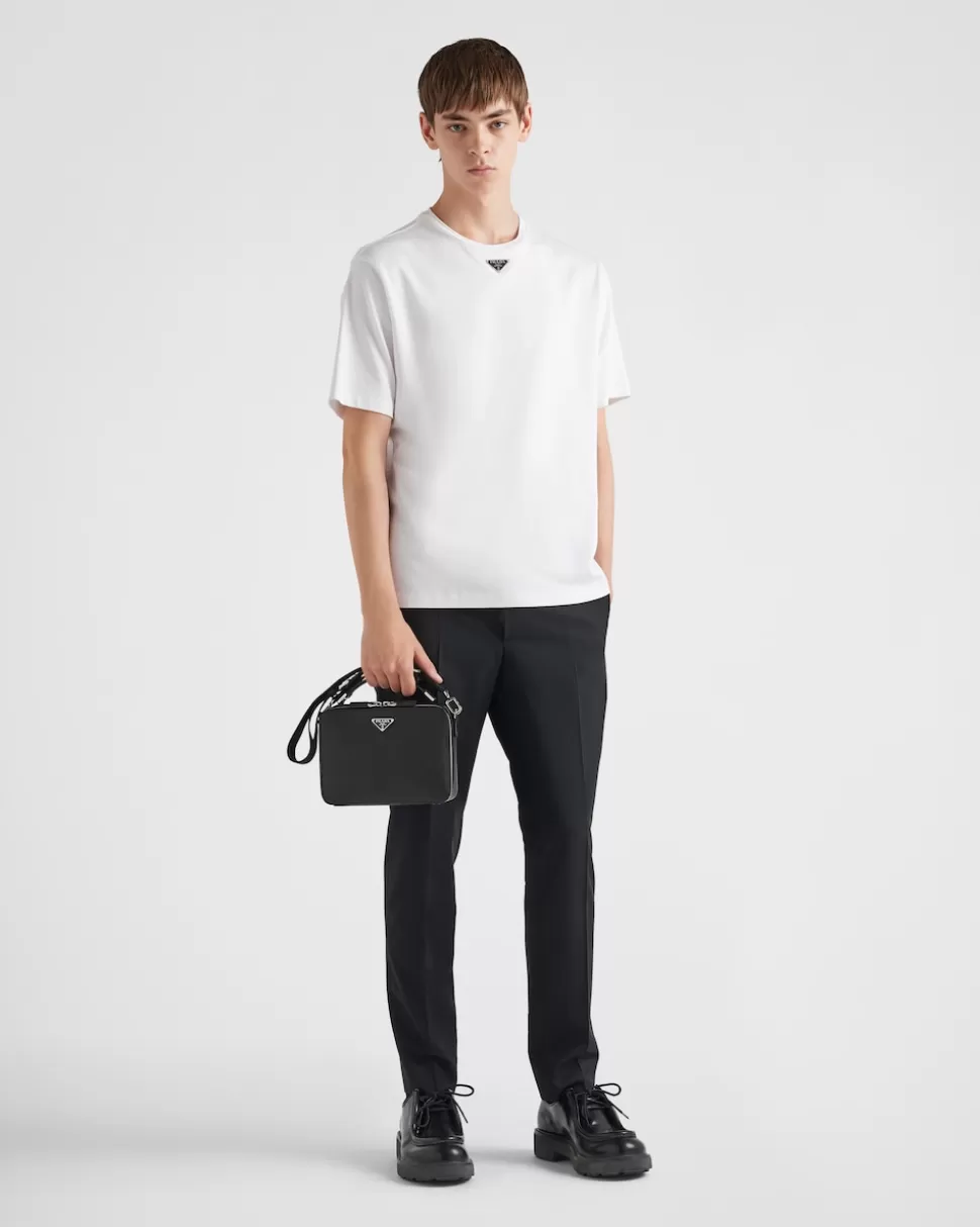 Sale Prada T-shirt Aus Baumwolle Schwarz