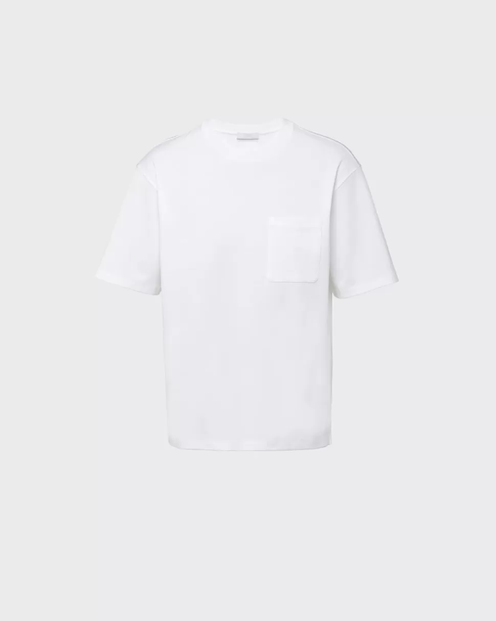 Cheap Prada T-shirt Aus Baumwolle Weiss