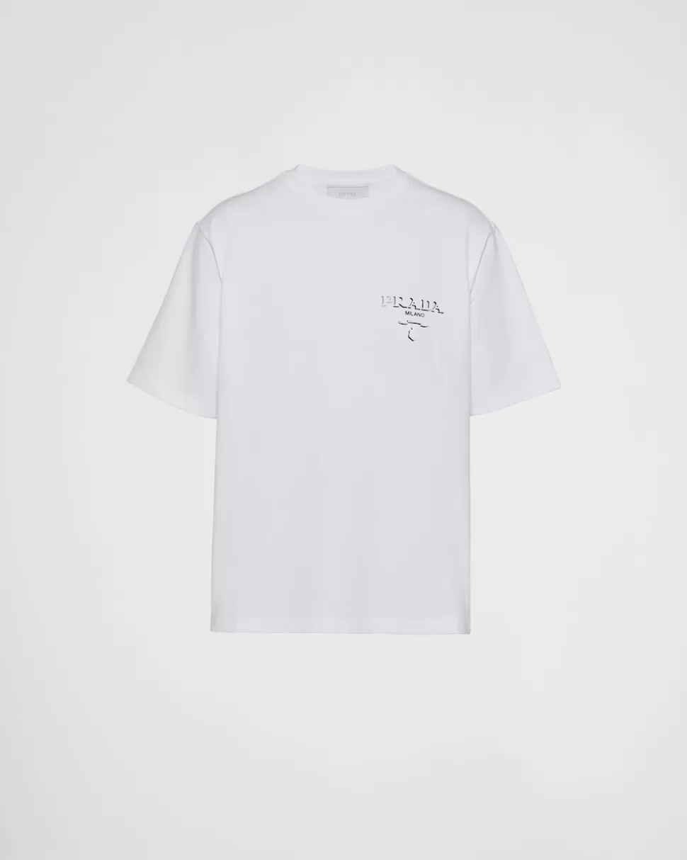 Outlet Prada T-shirt Aus Baumwolle Schwarz