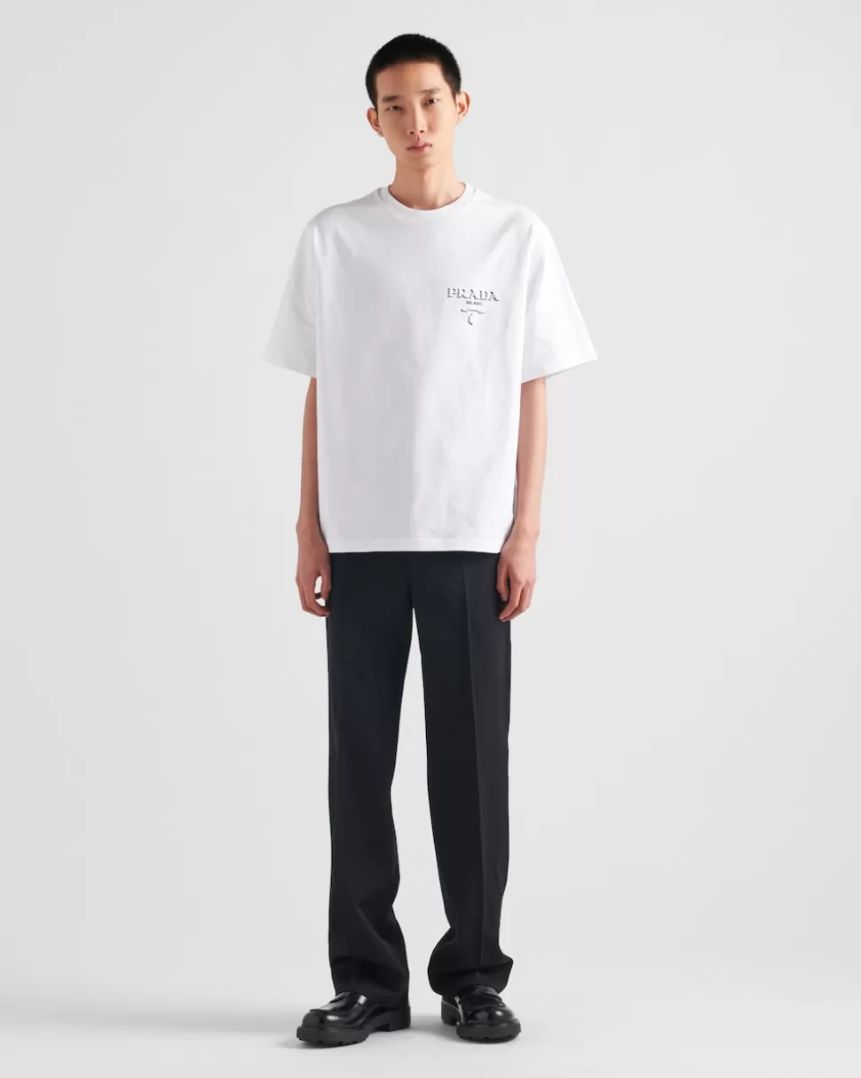 Outlet Prada T-shirt Aus Baumwolle Schwarz
