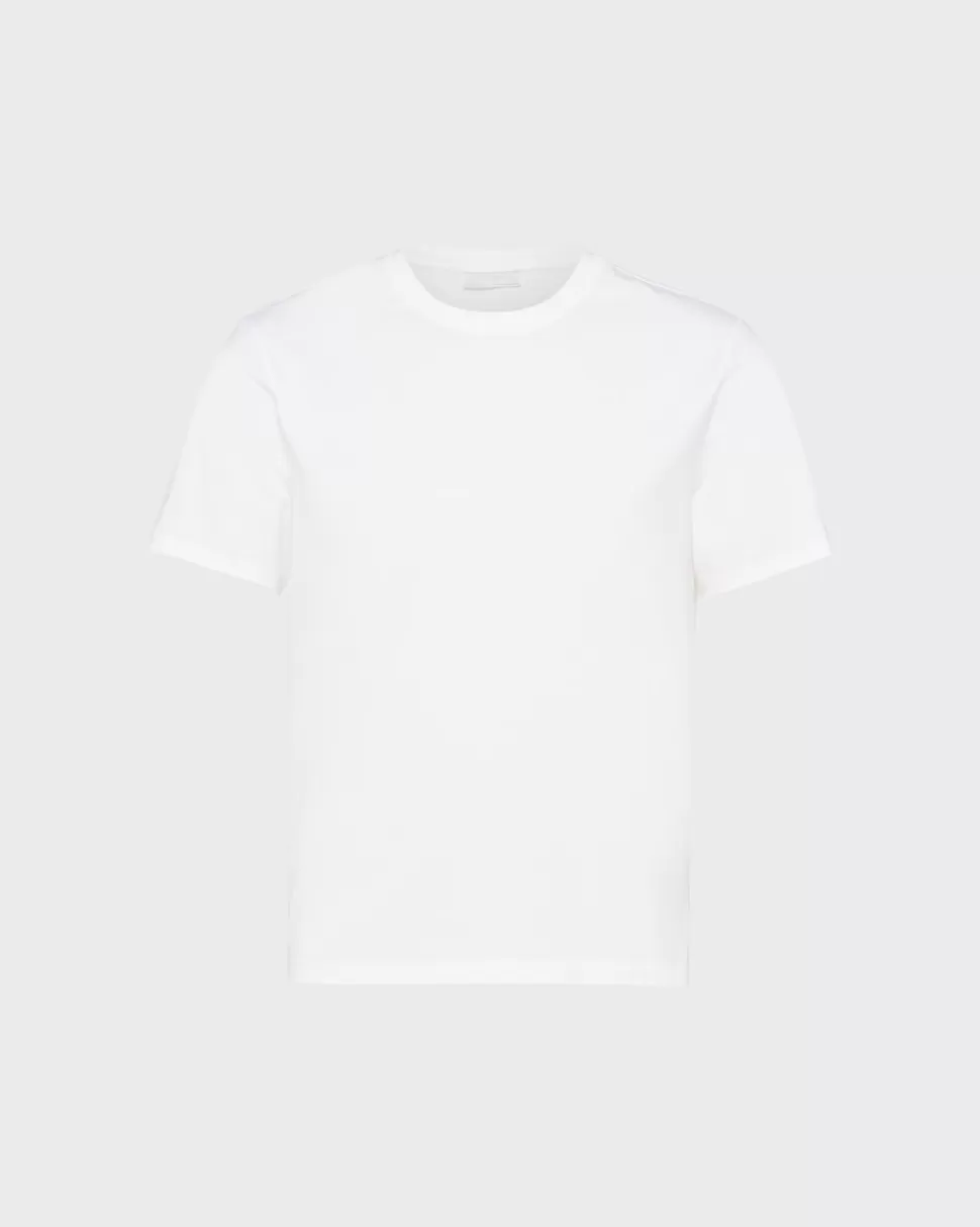 Cheap Prada T-shirt Aus Stretch-baumwolle Schwarz