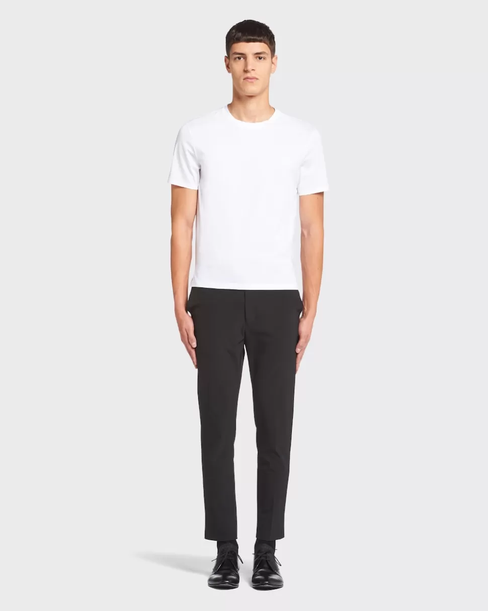 Cheap Prada T-shirt Aus Stretch-baumwolle Schwarz