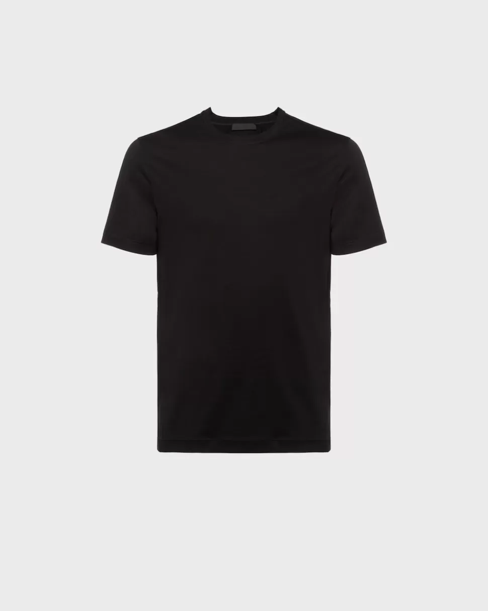 Clearance Prada T-shirt Aus Stretch-baumwolle Schwarz