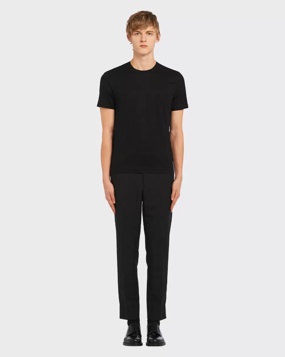 Clearance Prada T-shirt Aus Stretch-baumwolle Schwarz