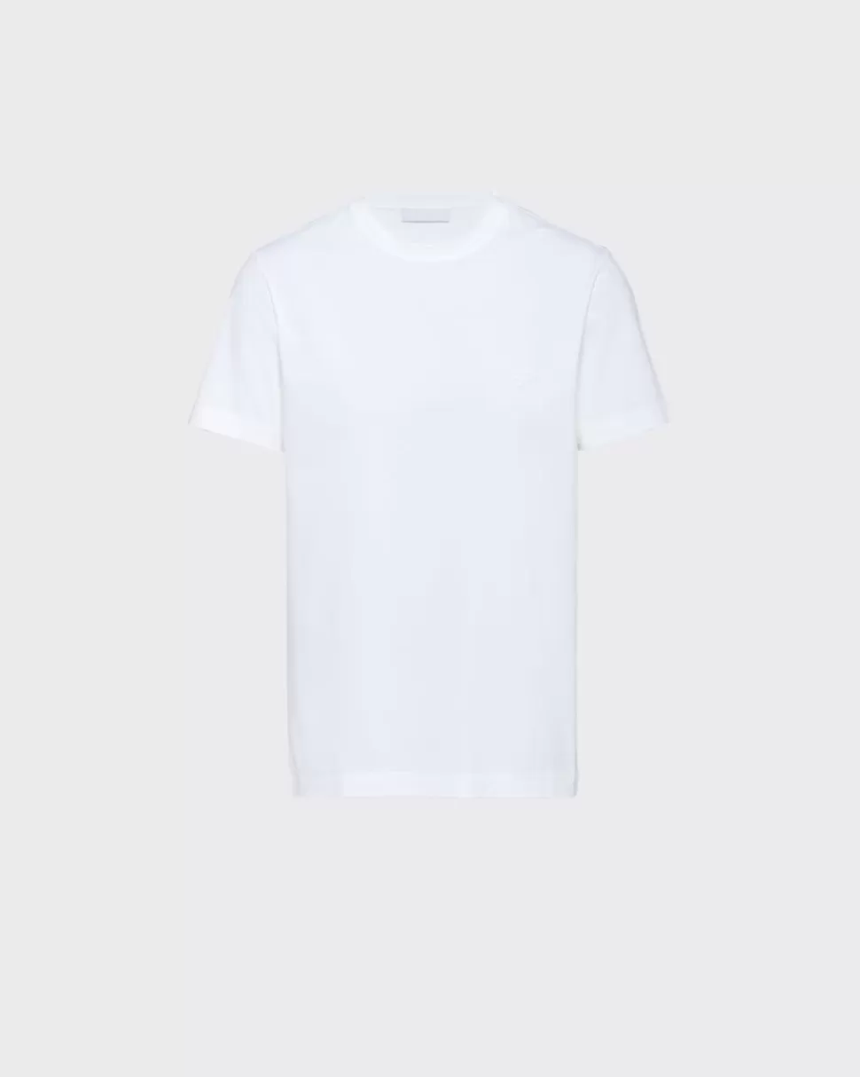 Clearance Prada T-shirt Aus Stretch-baumwolle Weiss