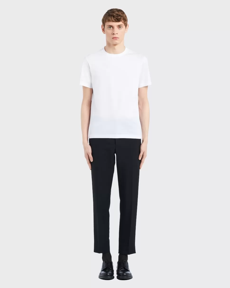 Clearance Prada T-shirt Aus Stretch-baumwolle Weiss