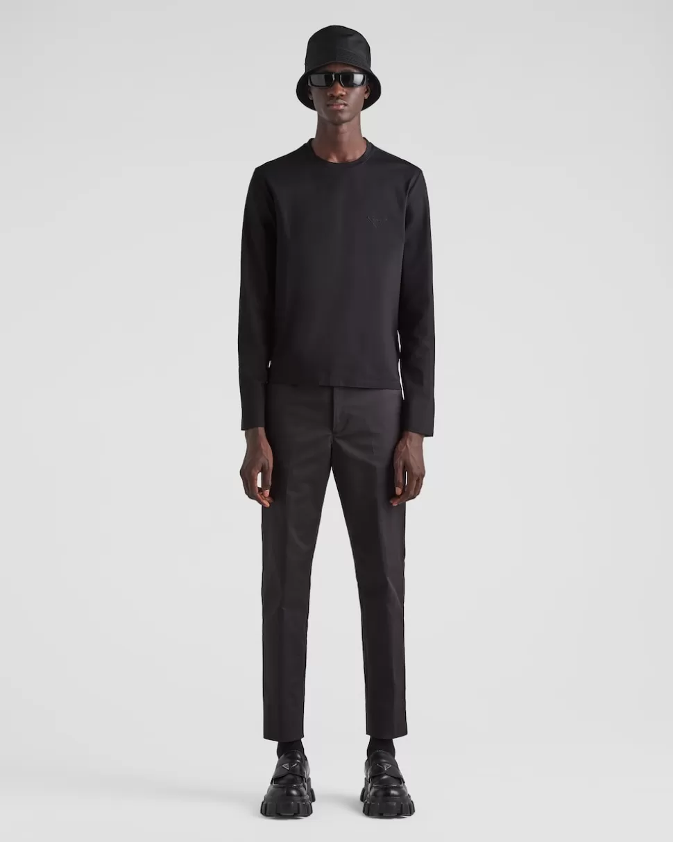 New Prada T-shirt Aus Stretch-baumwolle Schwarz