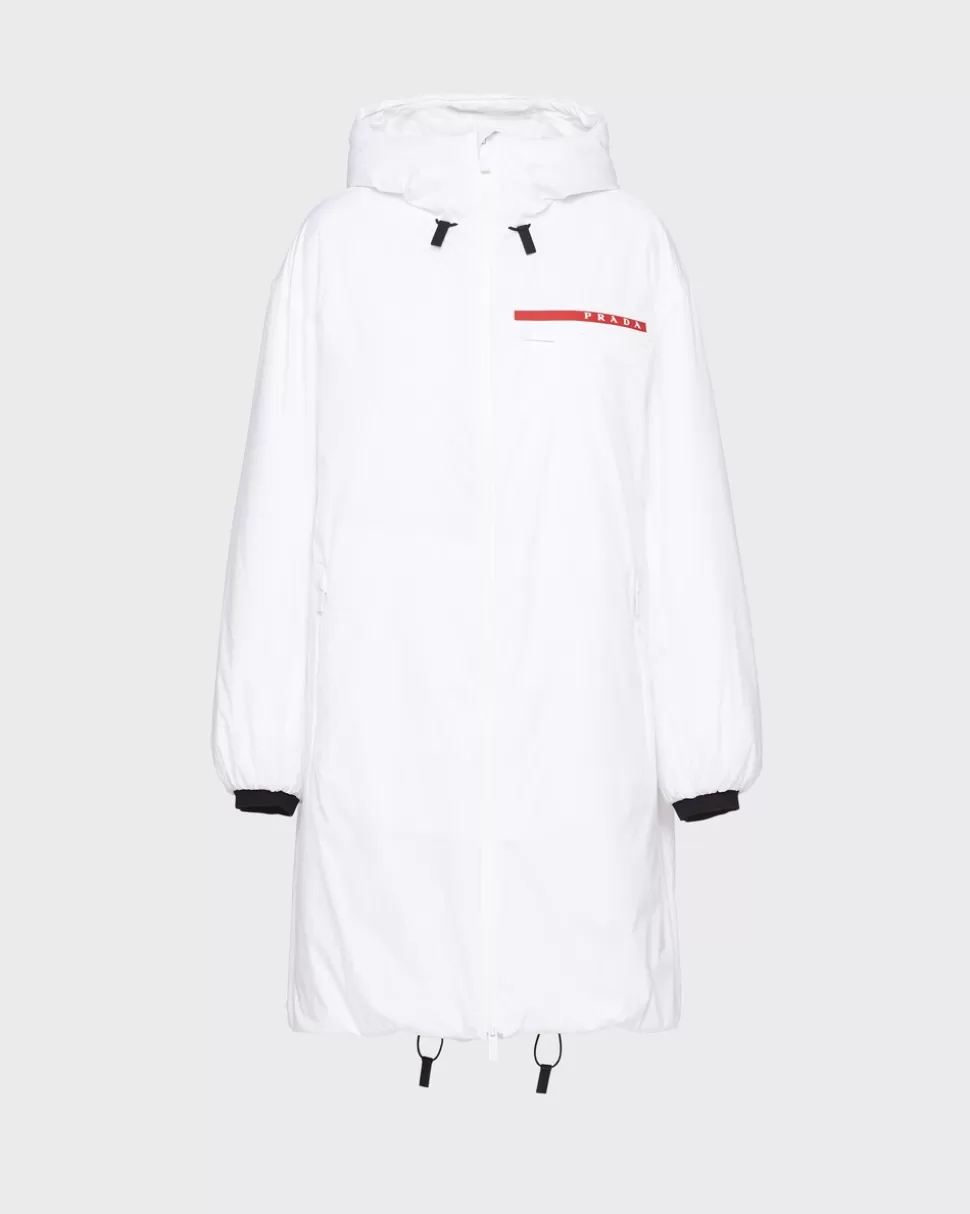 Sale Prada Wattierter Mantel Aus Light Polyester Weiss