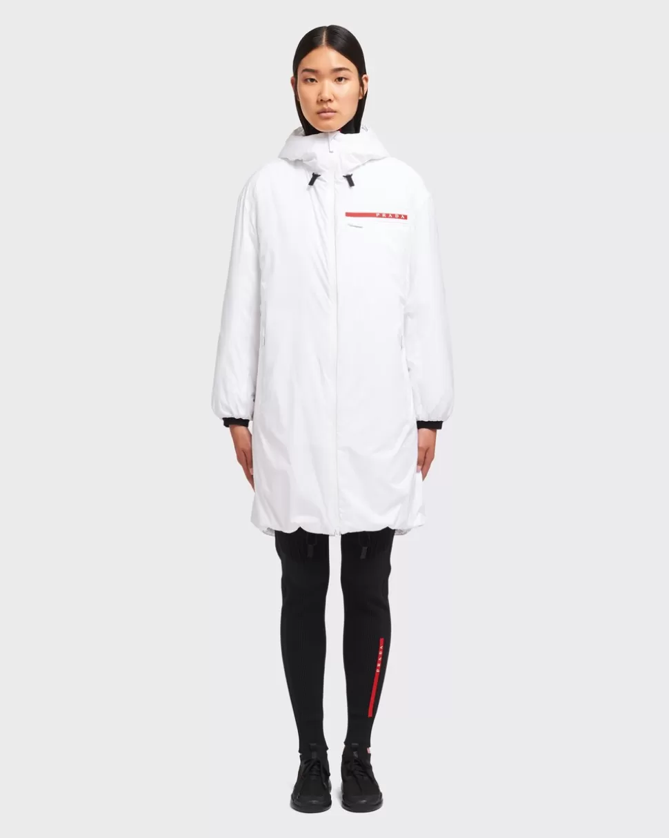 Sale Prada Wattierter Mantel Aus Light Polyester Weiss